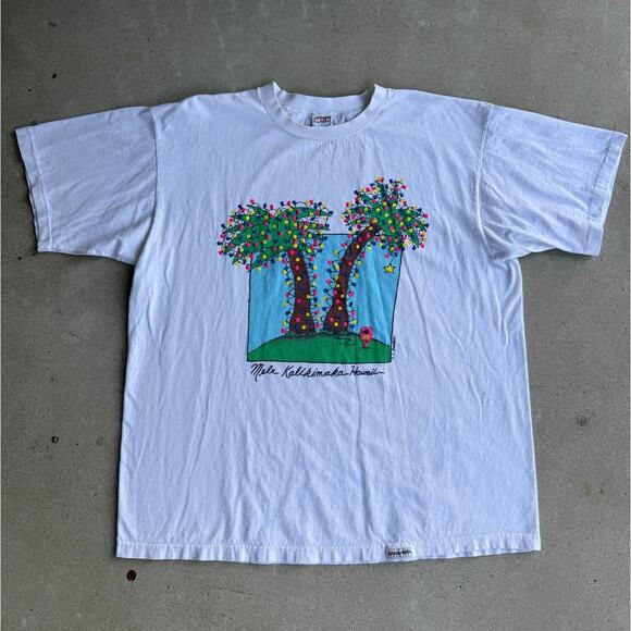 Vintage Hawaii Mele Kalikimaka Christmas Palm Tree Graphic Tee Size XL - Picture 1 of 7